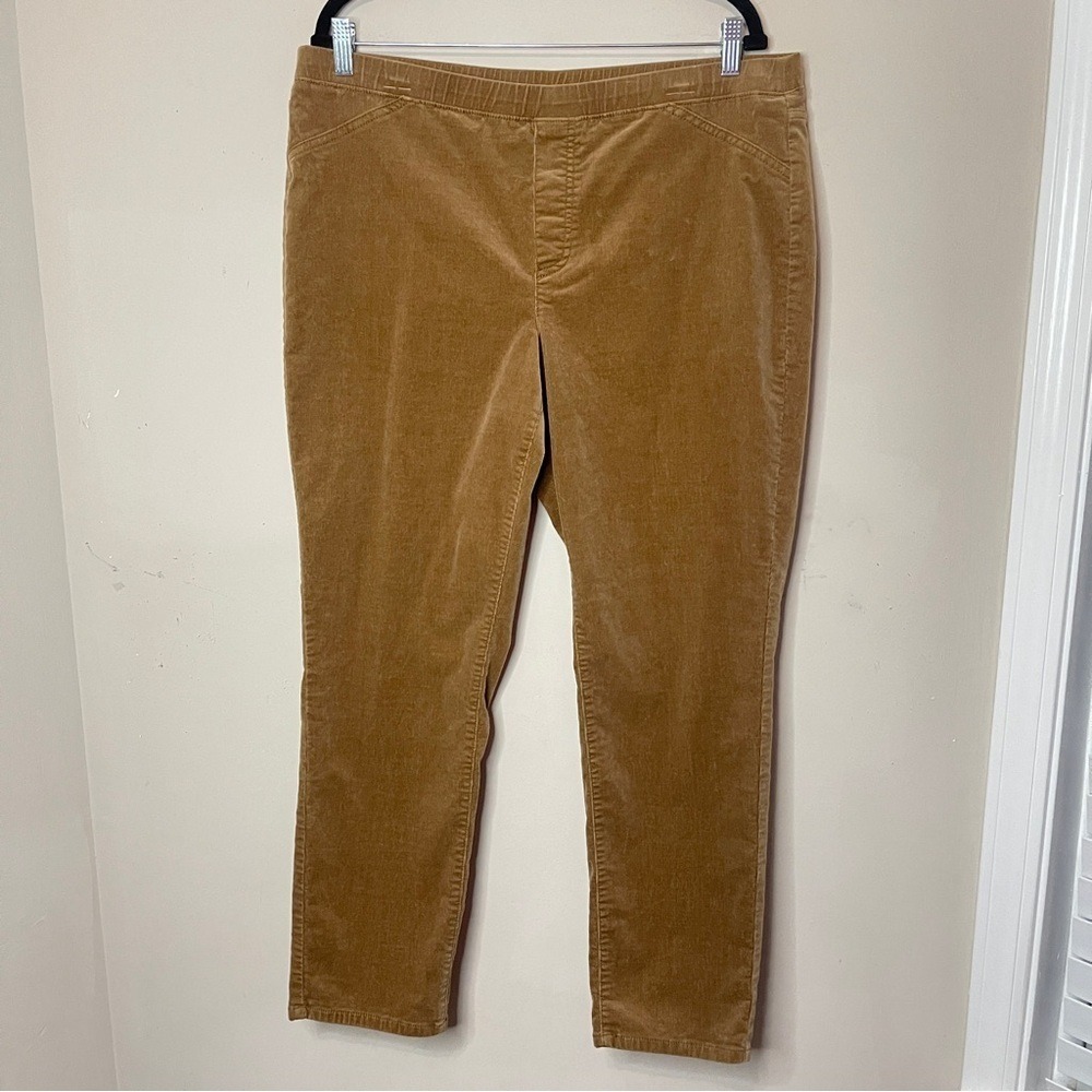 J.JILL Tan Corduroy Straight Leg Pull-On Pant Elastic Waist, Large